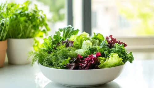 Leafy greens on a counter